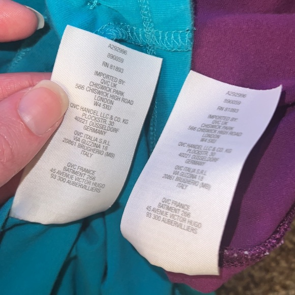 Denim & Company teal and purple 3/4 sleeve length casual soft stretchy shirts 2 - Picture 4 of 10